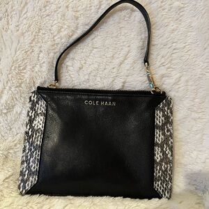 Cole Haan Black and Snake Print Wristlet